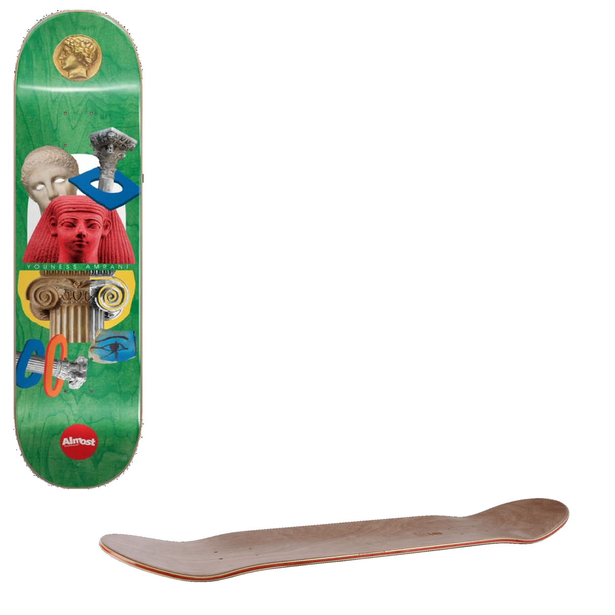 Almost Relics R7 Youness Skateboard Deck - Green 8''