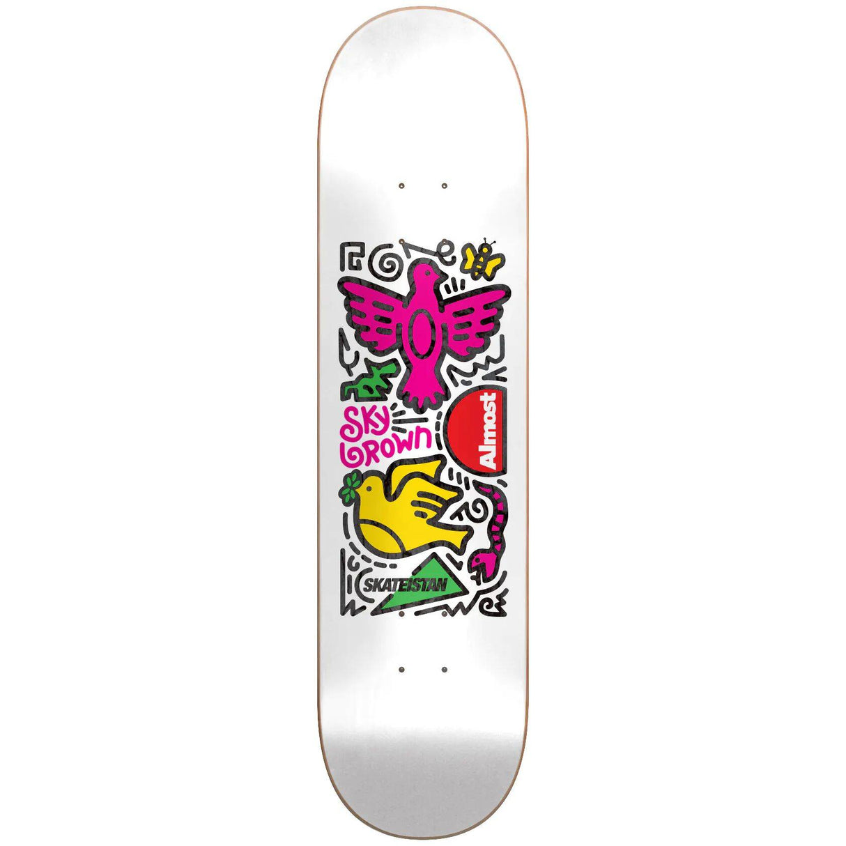 Almost Skateistan Sky Doodle R7 Skateboard Deck - White 8''