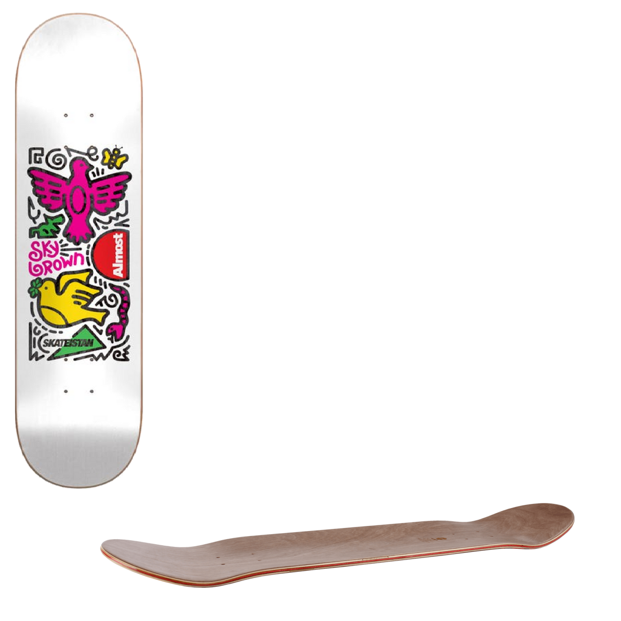 Almost Skateistan Sky Doodle R7 Skateboard Deck - White 8''