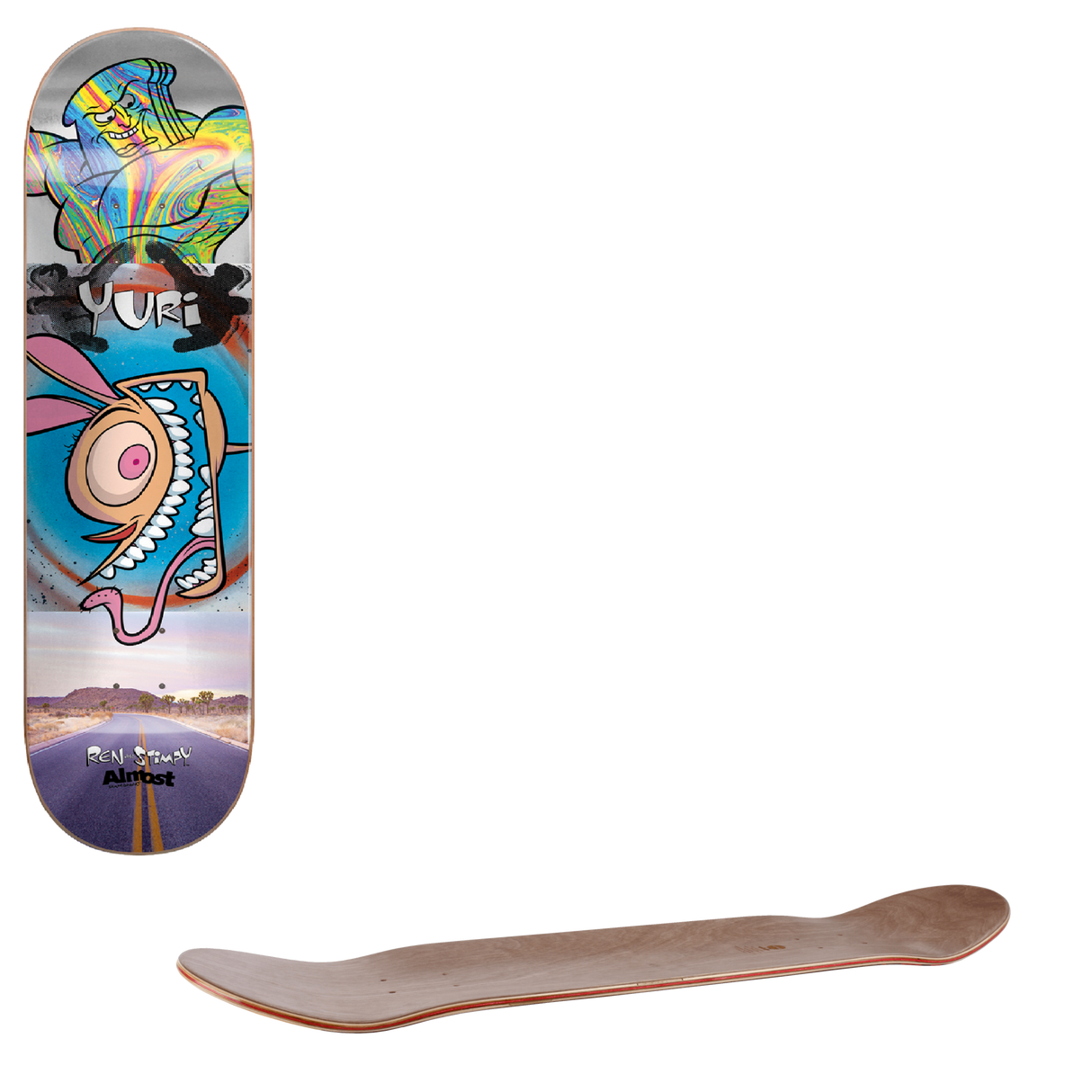 Almost Ren & Stimpy R7 Skateboard Deck - Yuri Road Trip 8.375"