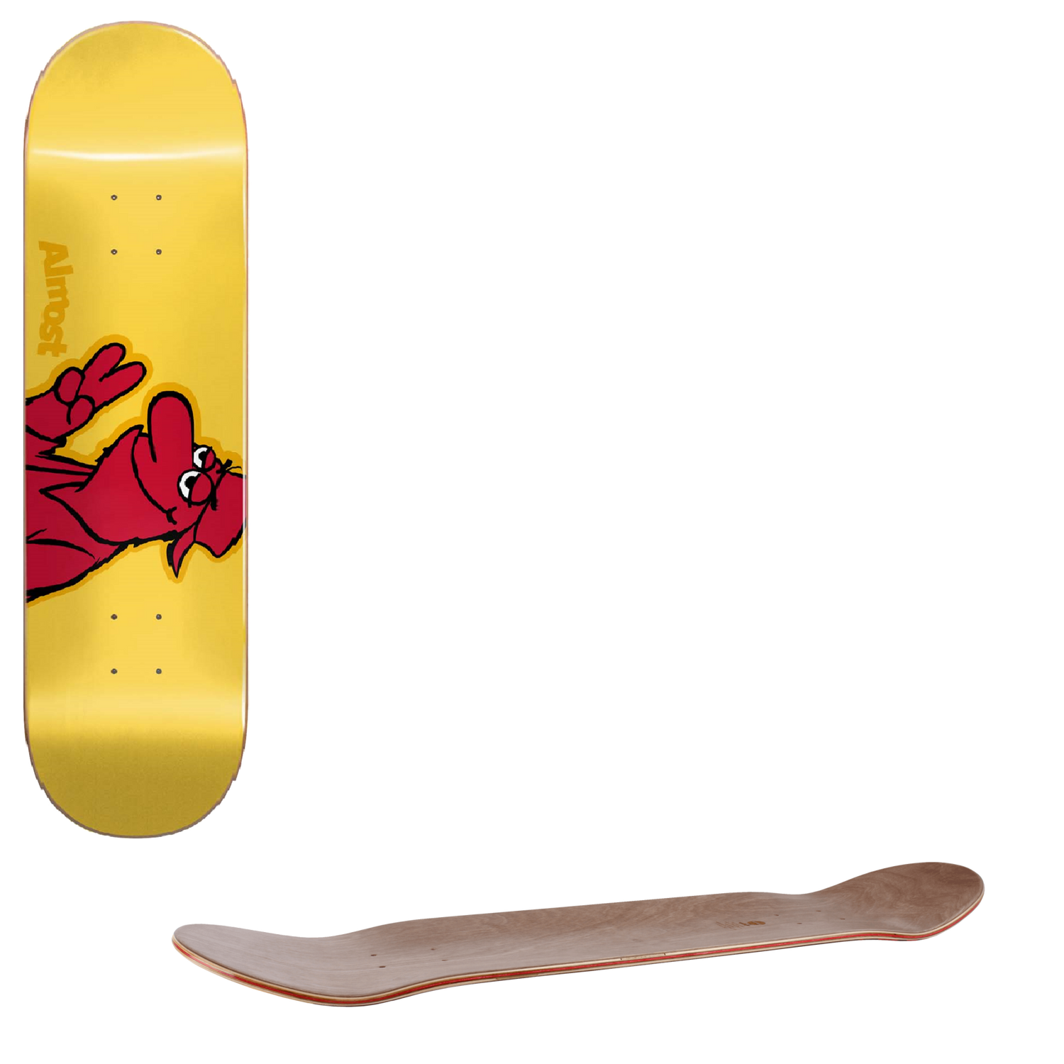 Almost Red Head Skateboard Deck - Yellow 8.125"