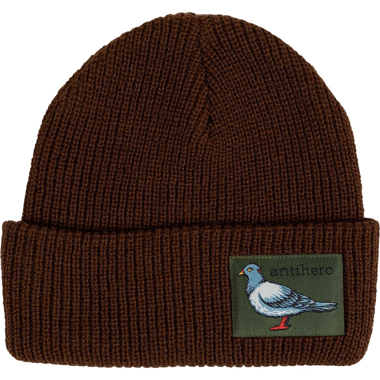 Anti Hero Lil Pigeon Label Cuff  Beanie - Dark Brown/Olive