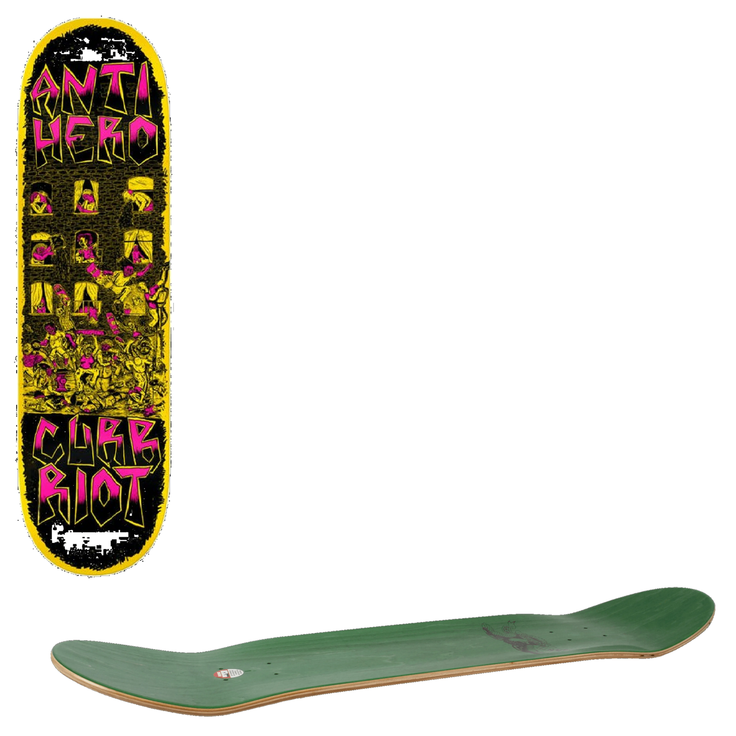 Anti Hero Curb Riot Team Skateboard Deck - Pink 8.5''
