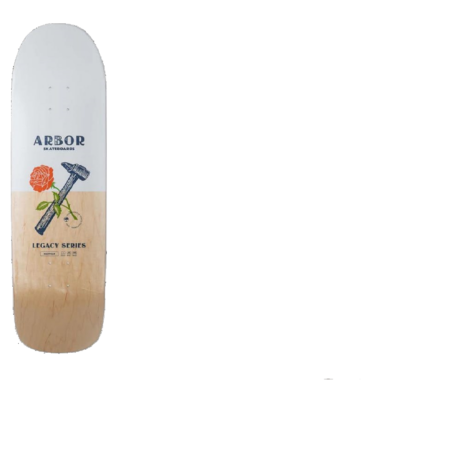 Arbor Martillo '19 Cruiser Skateboard Deck - White/Natural 8.875''