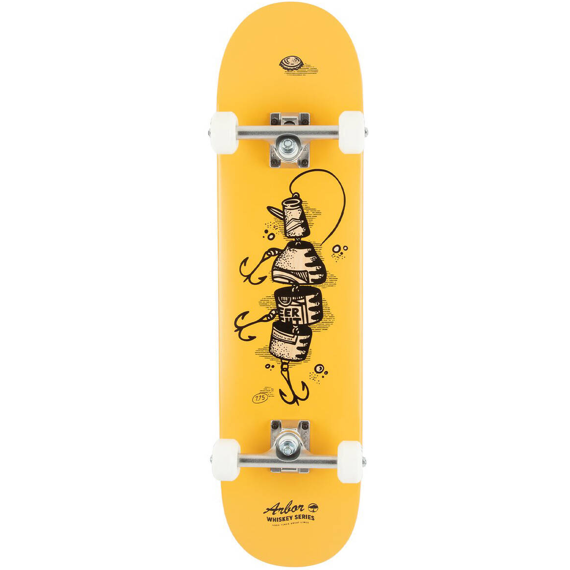Arbor Street Whiskey Upcycle Complete Skateboard - Yellow 7.75''