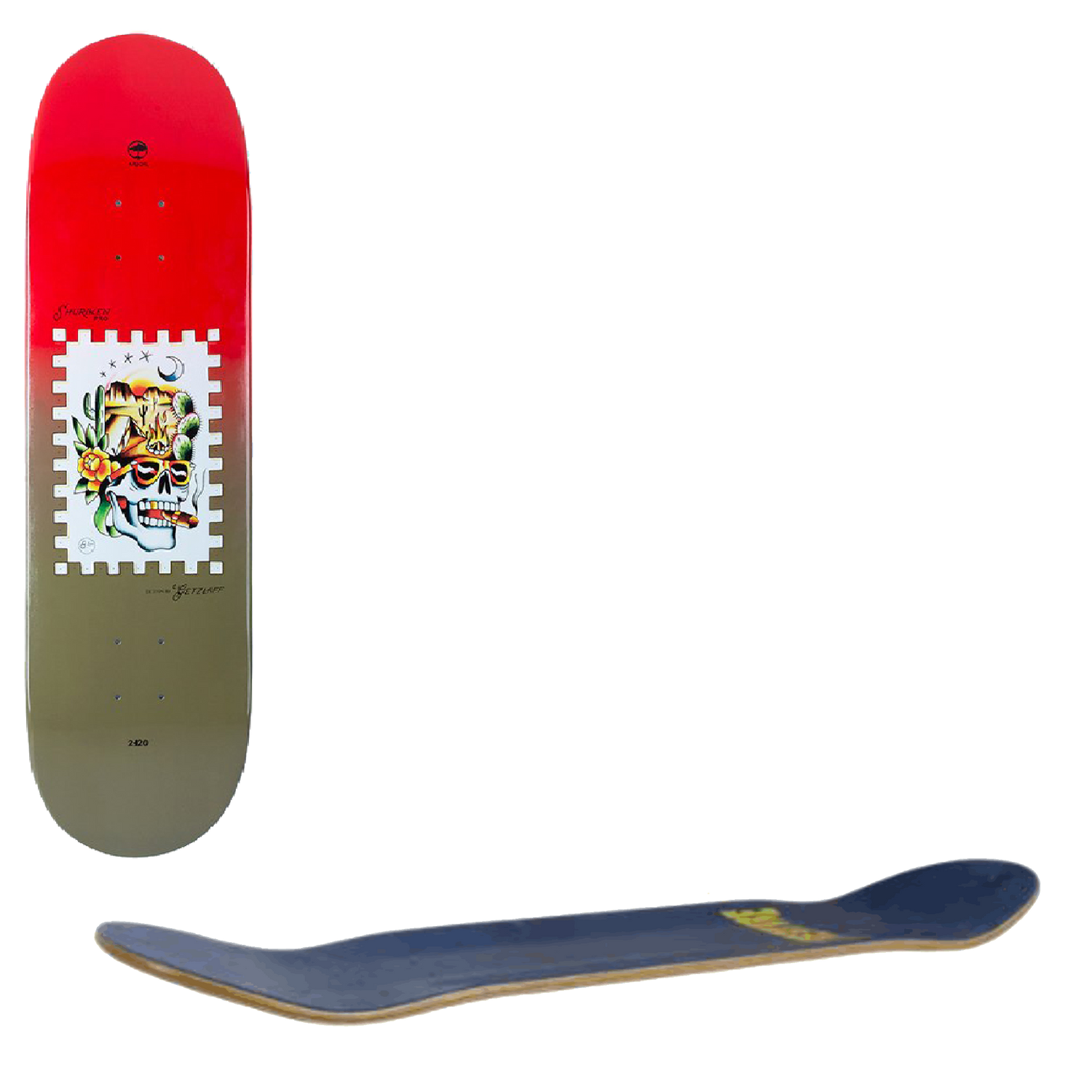 Arbor Street Shuriken Getzlaff Skateboard Deck - Red/Brown 8.25''