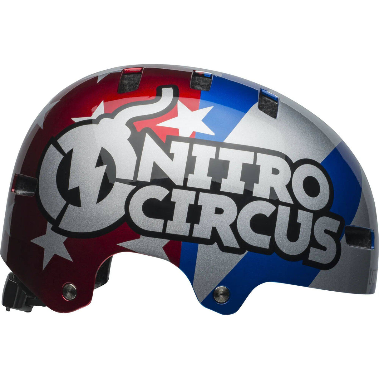 Bell Local Nitro Circus Helmet - Gloss Silver/Blue/Red