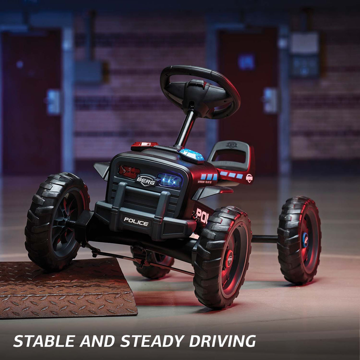 BERG Buzzy Police Ride On Pedal Kart - Black