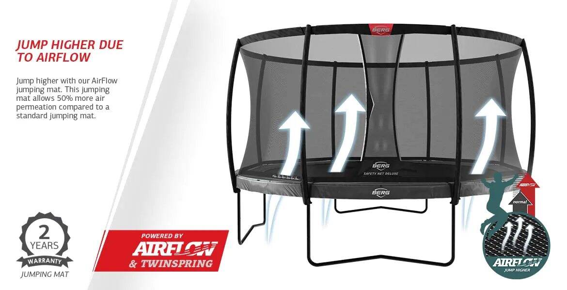 BERG Elite Regular 430 Grey Trampoline + Safety Net Deluxe