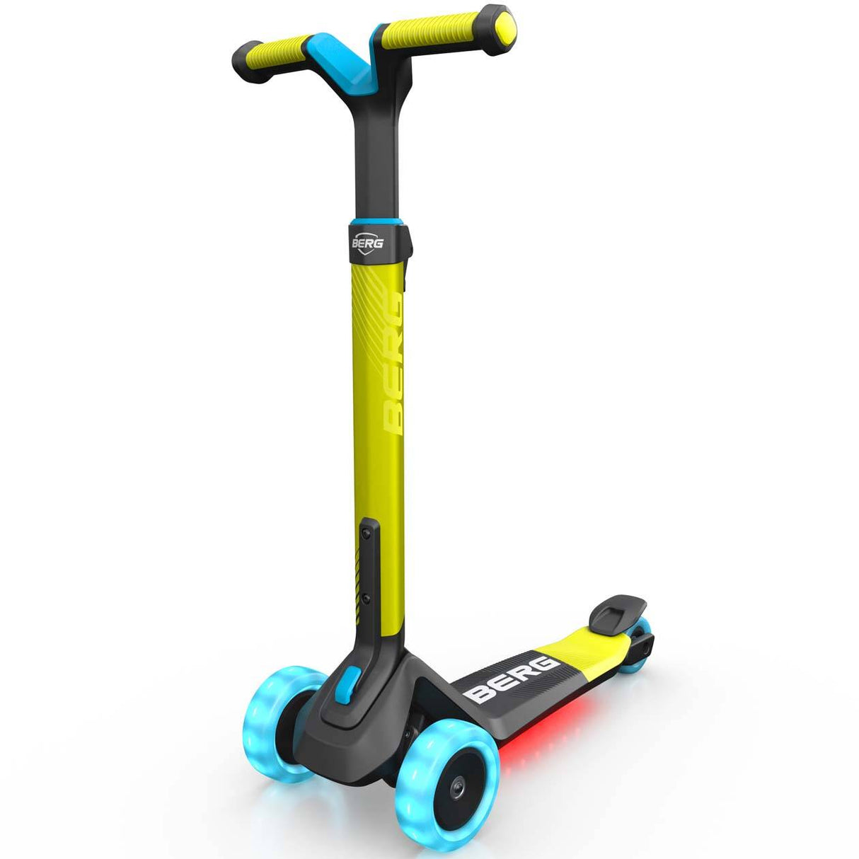 BERG Nexo Foldable Lights LED-Deck 3 Wheeled Scooter - Lime