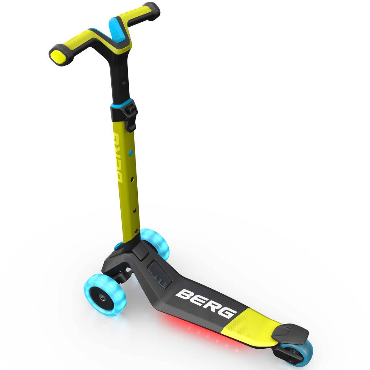 BERG Nexo Foldable Lights LED-Deck 3 Wheeled Scooter - Lime