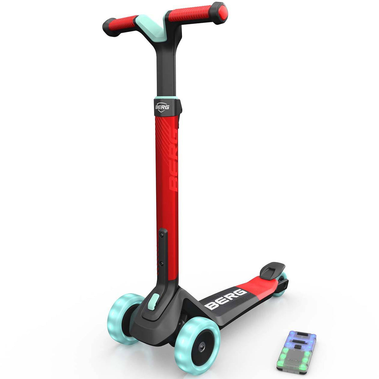 BERG Nexo Foldable Lights LED-Deck 3 Wheeled Scooter - Red