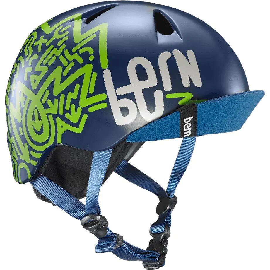 Bern Nino Kids Bike Helmet - Navy Blue Zig-Zag