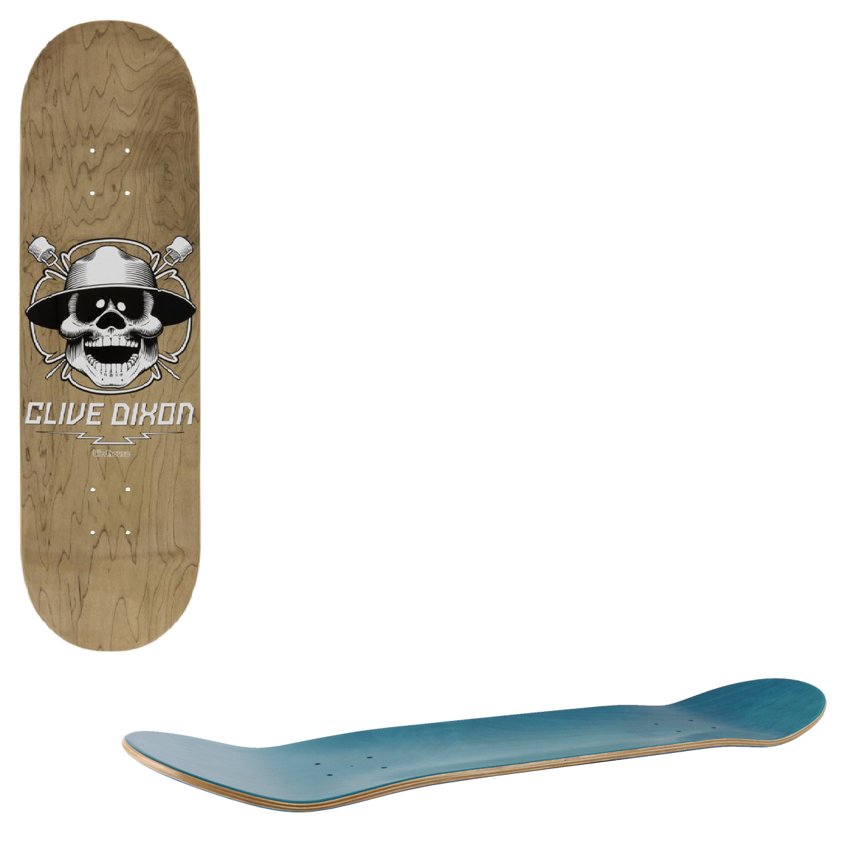 Birdhouse Dixon Skull Pro Skateboard Deck - Grey 8.5"