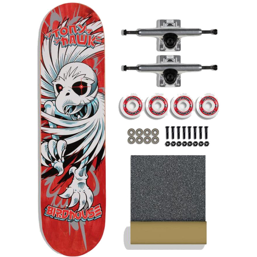 Birdhouse Hawk Spiral Complete Skateboard Kit - Red 8"