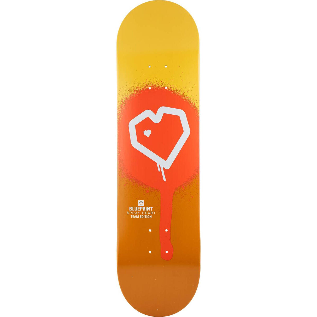 Blueprint Spray Heart Skateboard Deck 8.25'' - Orange