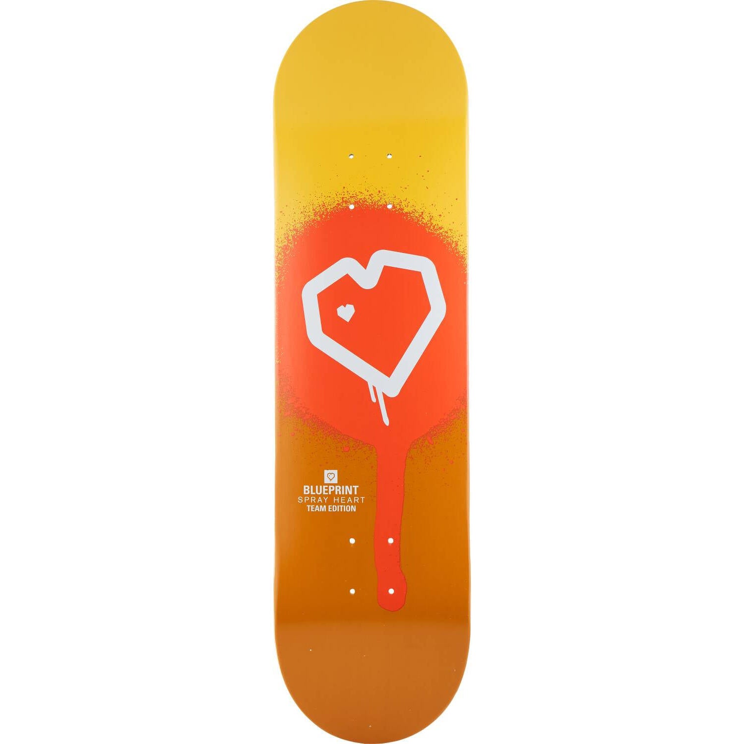 Blueprint Spray Heart Skateboard Deck 8.25'' - Orange