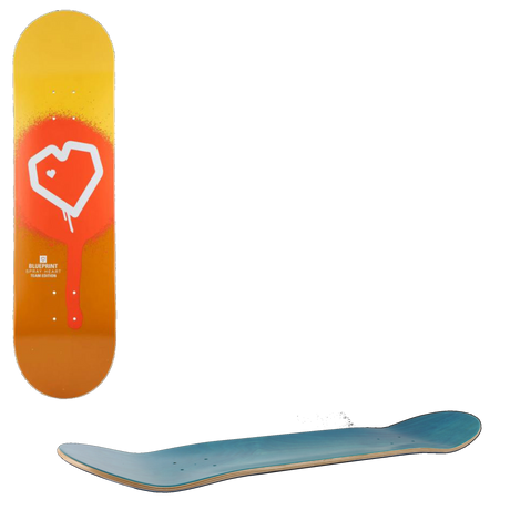 Blueprint Spray Heart Skateboard Deck 8.25'' - Orange