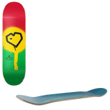 Blueprint Spray Heart Skateboard Deck- Green/Yellow/Red 8"