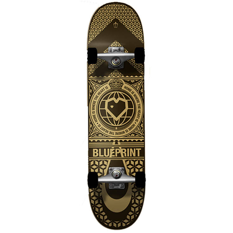 Blueprint Home Heart Complete Skateboard 8'' - Black/Gold