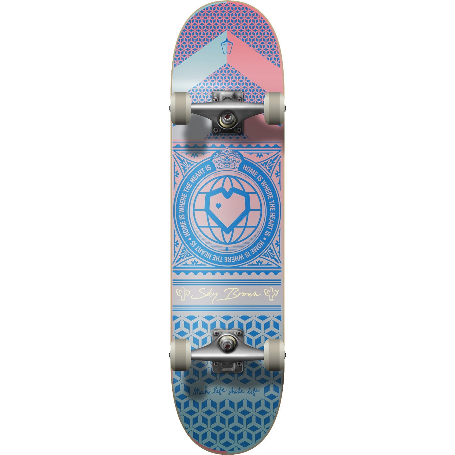 Blueprint Sky Brown x MLSL Complete Skateboard - Blue/White 8"