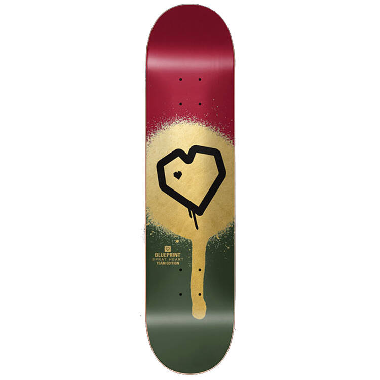 Blueprint Spray Heart Skateboard Deck 8.125'' - Burgundy/Gold