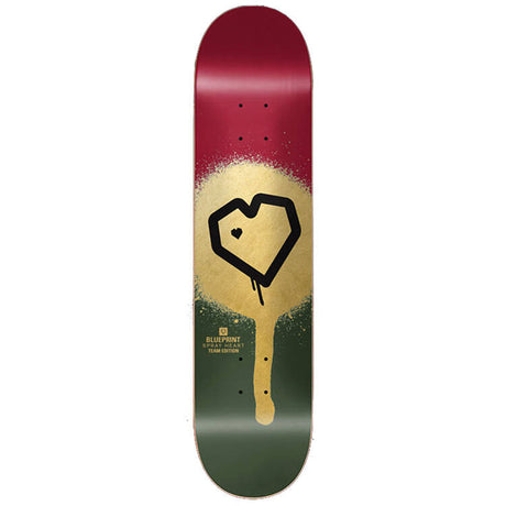 Blueprint Spray Heart Skateboard Deck 8.125'' - Burgundy/Gold
