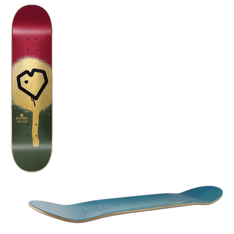 Blueprint Spray Heart Skateboard Deck 8.125'' - Burgundy/Gold