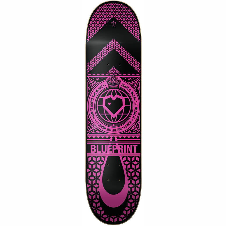 Blueprint Home Heart Skateboard Deck - Pink/Black 8"