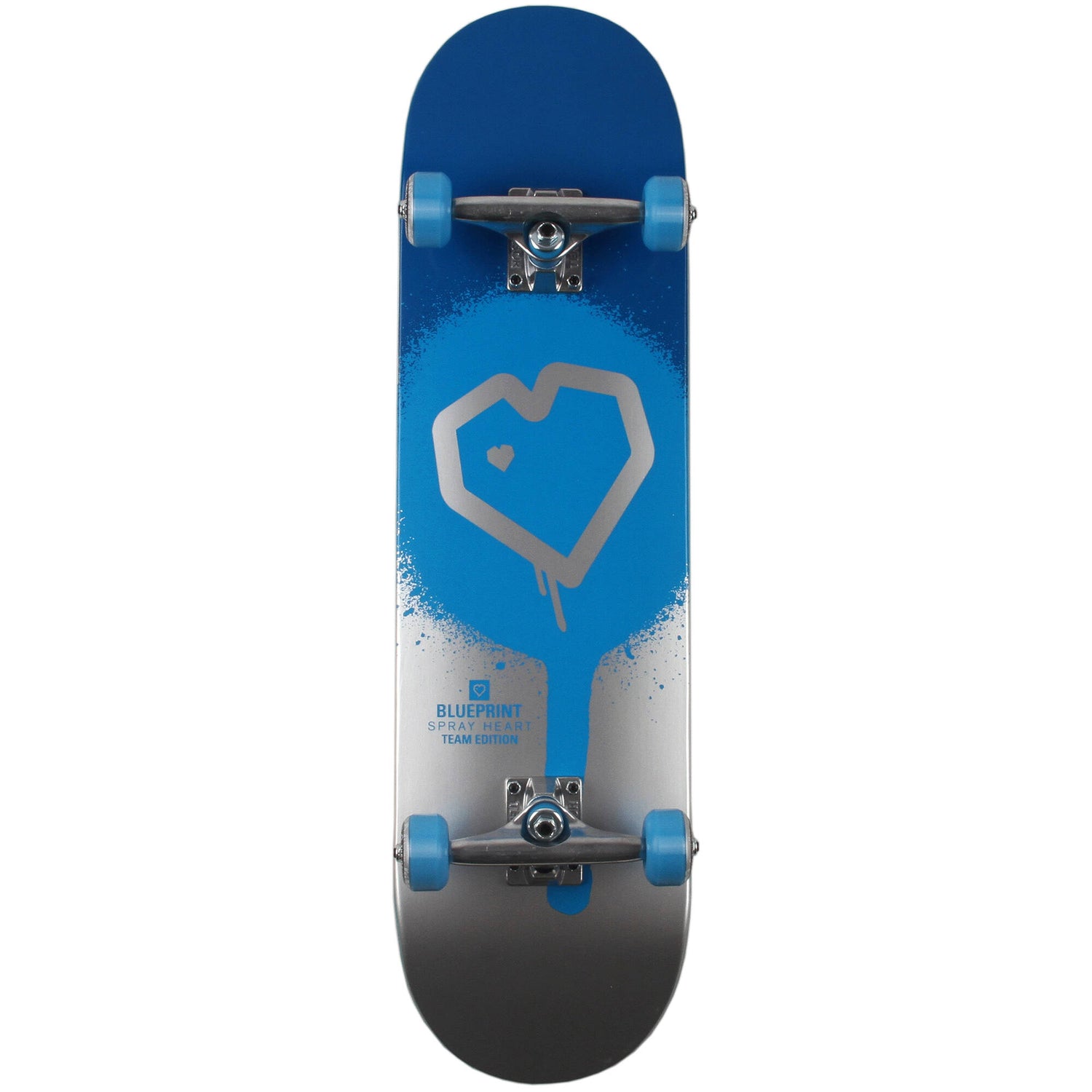 Blueprint Spray Heart Complete Skateboard - Blue/Silver 8.25''