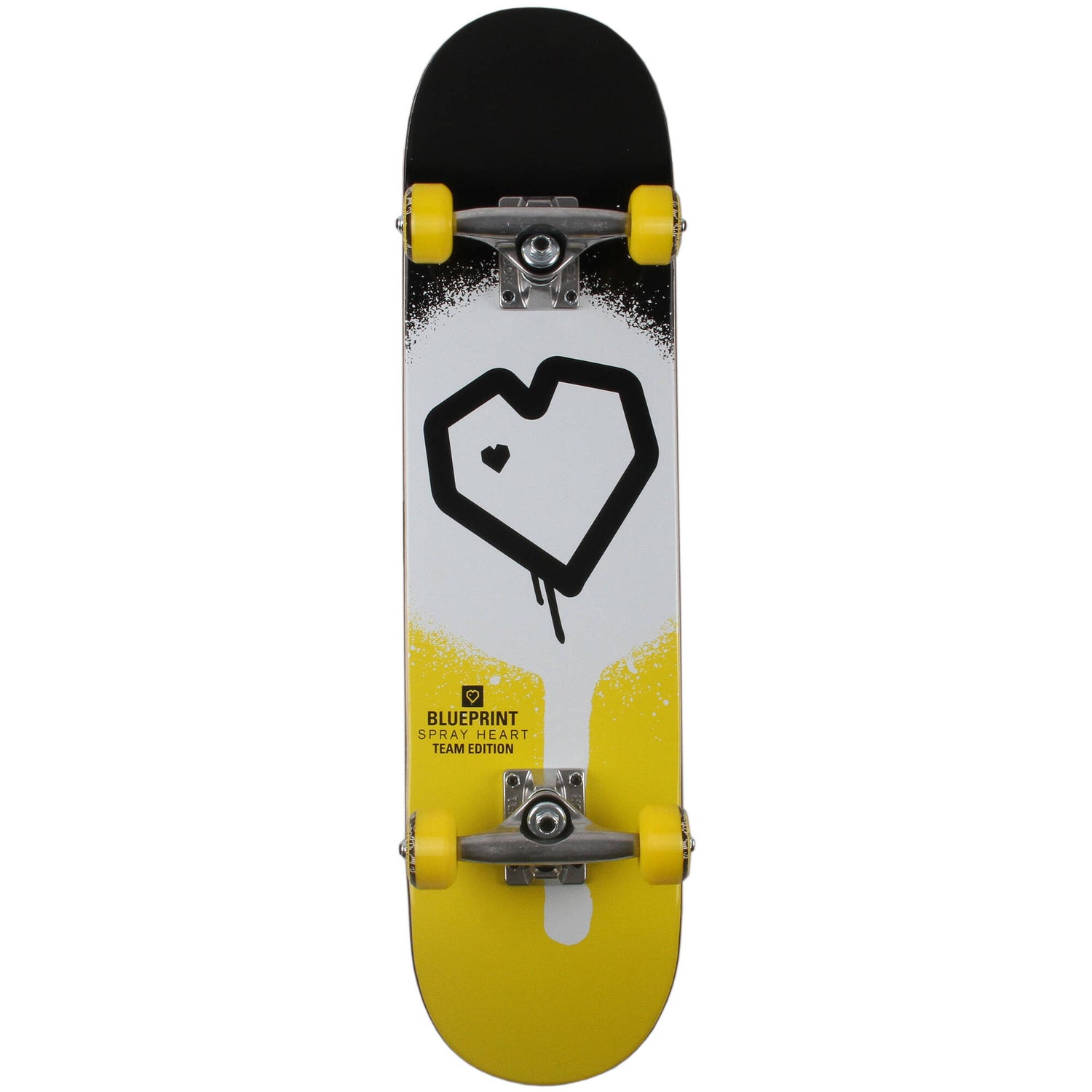 Blueprint Spray Heart Complete Skateboard - Black/Yellow 7.25''