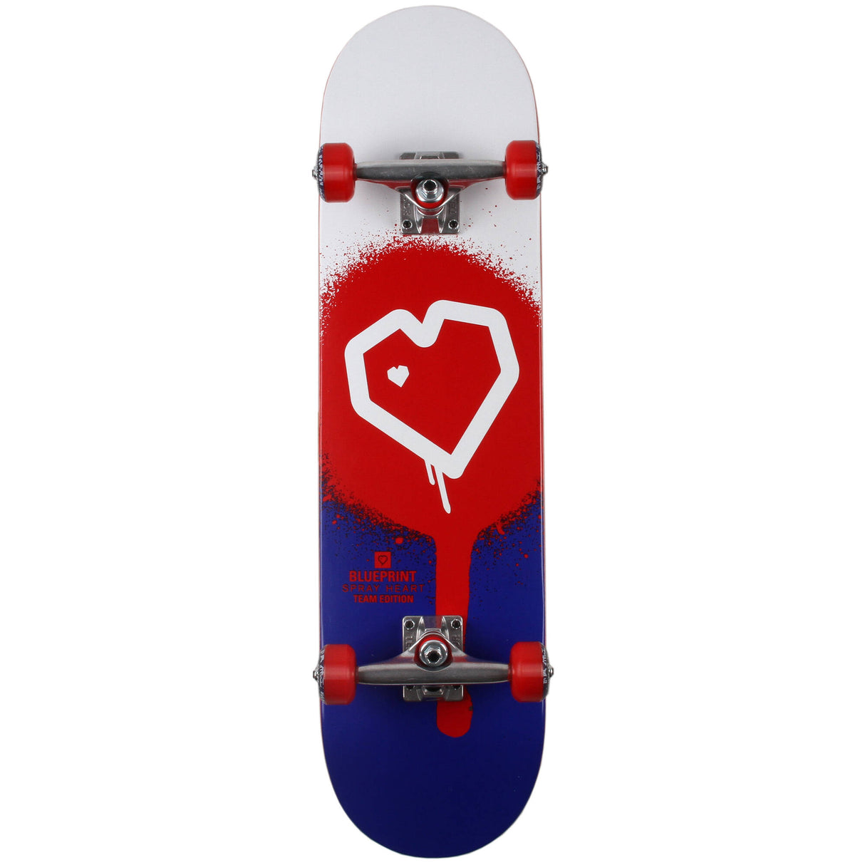 Blueprint Spray Heart Complete Skateboard - Red/Blue 8''