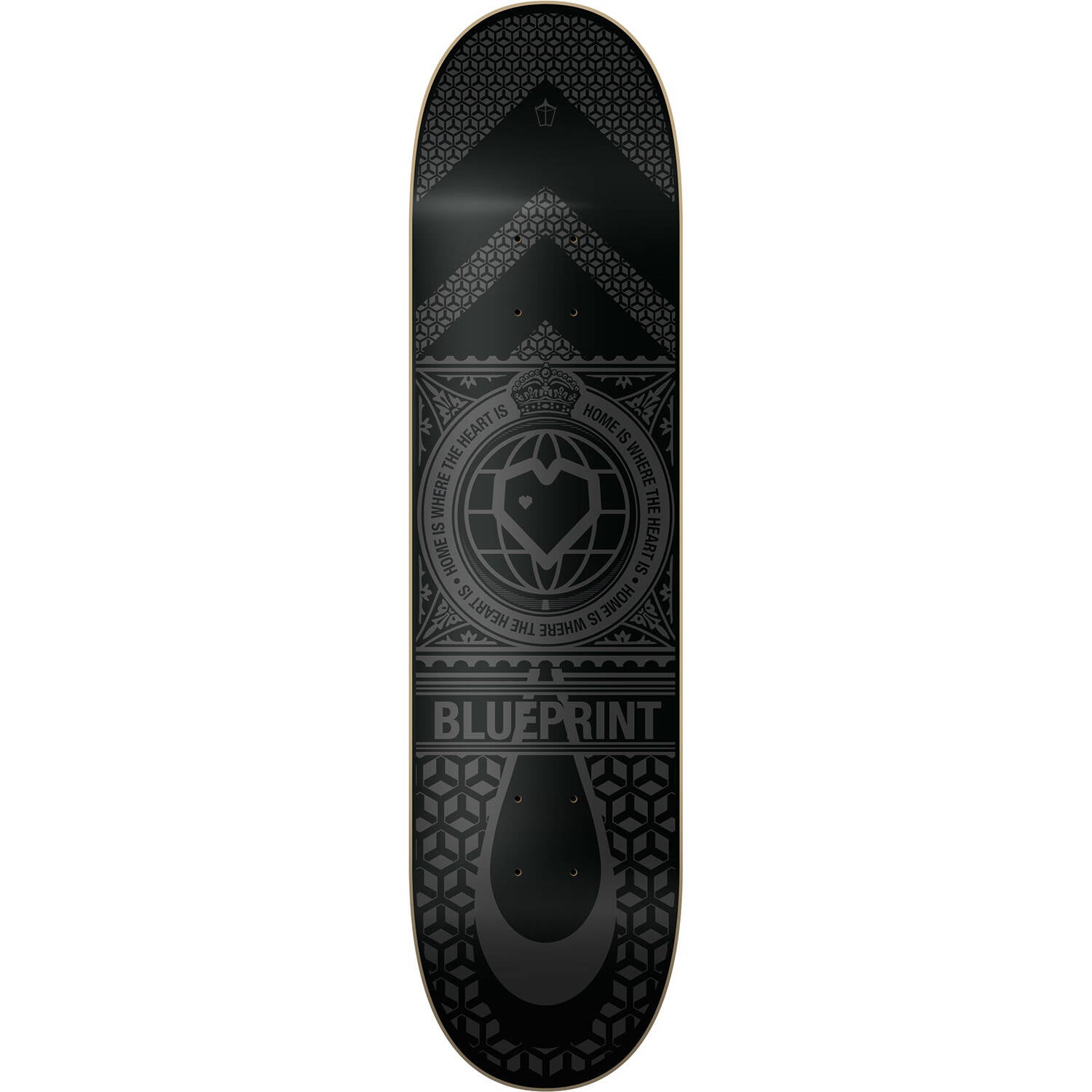 Blueprint Home Heart Skateboard Deck - Black/Black 8.25''