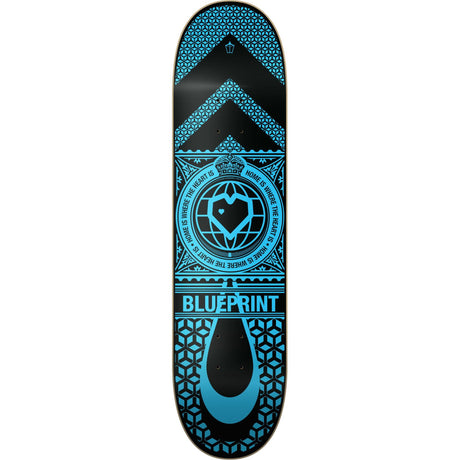 Blueprint Home Heart Skateboard Deck - Black/Blue 8.25''