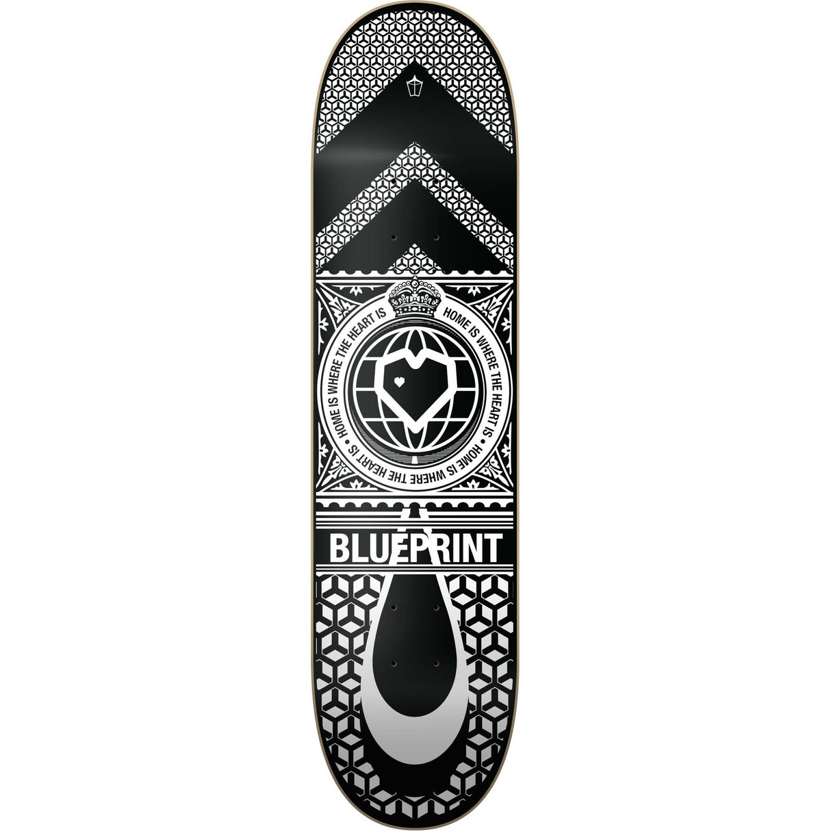 Blueprint Home Heart Custom Skateboard - White/Black 8"
