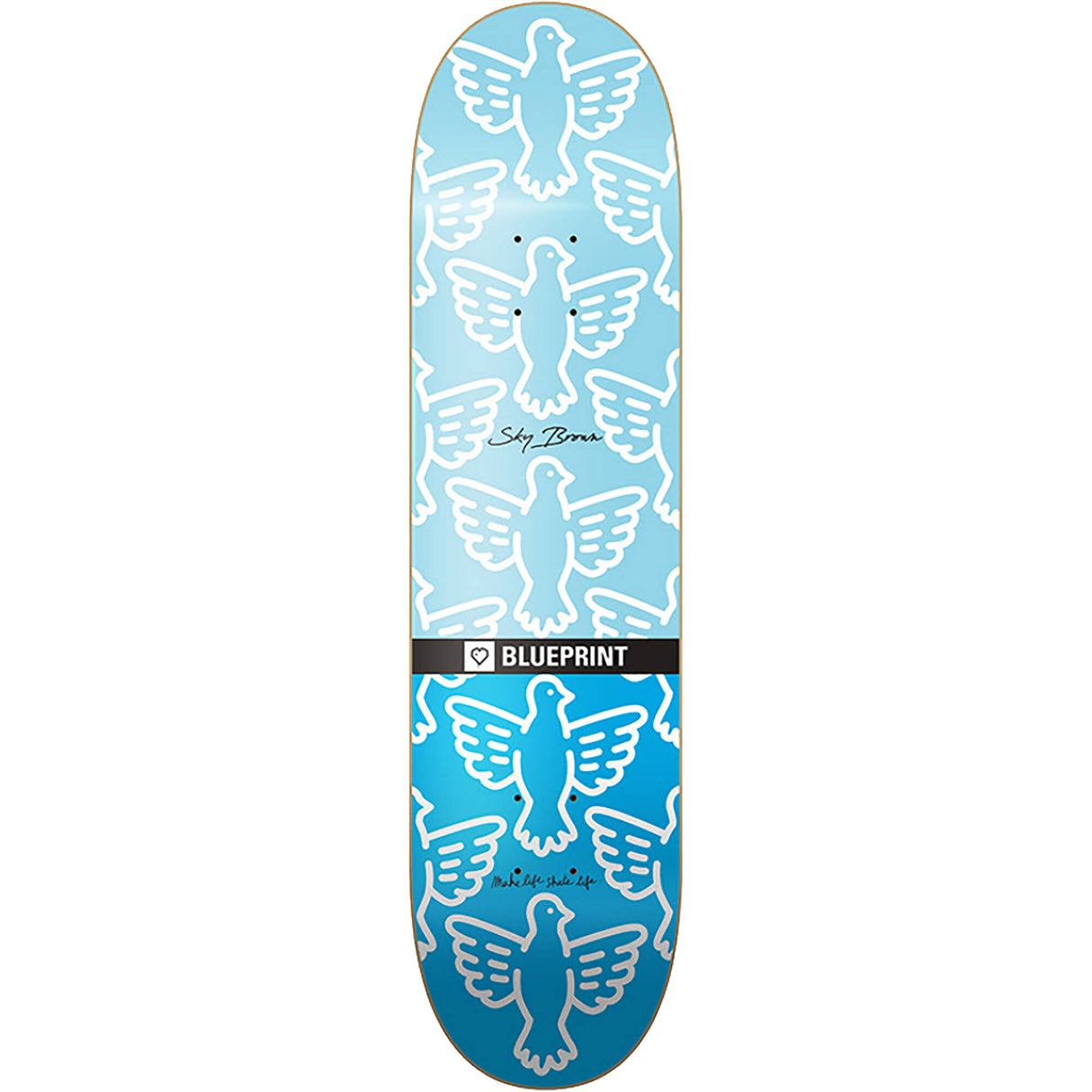 Blueprint Sky Brown Bird Skateboard Deck - Blue 8.25"