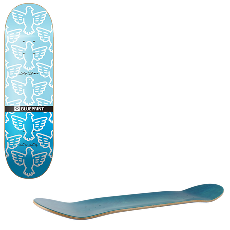 Blueprint Sky Brown Bird Skateboard Deck - Blue 8.25"