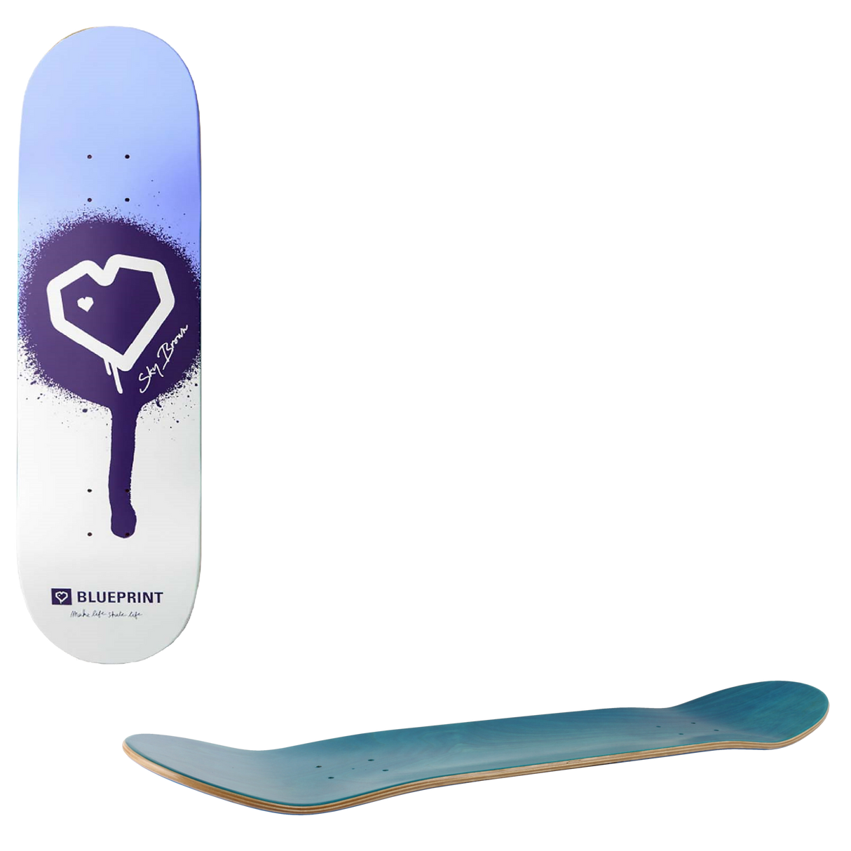 Blueprint Sky Brown x MLSL Skateboard Deck - 8"