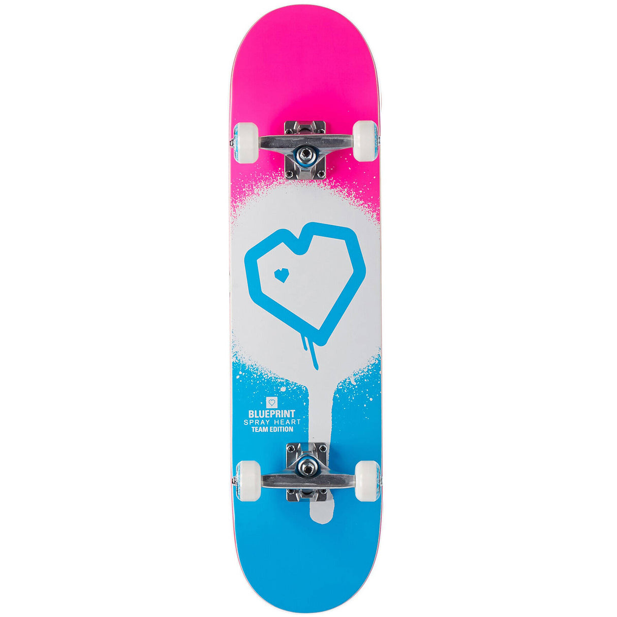 Blueprint Spray Heart Complete Skateboard 7.75'' - Blue/Pink