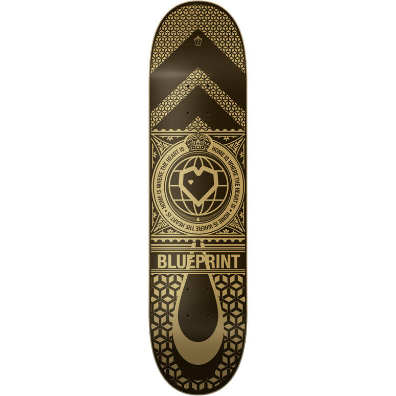 Blueprint Home Heart Skateboard Deck - Black/Gold - 7.75'' 