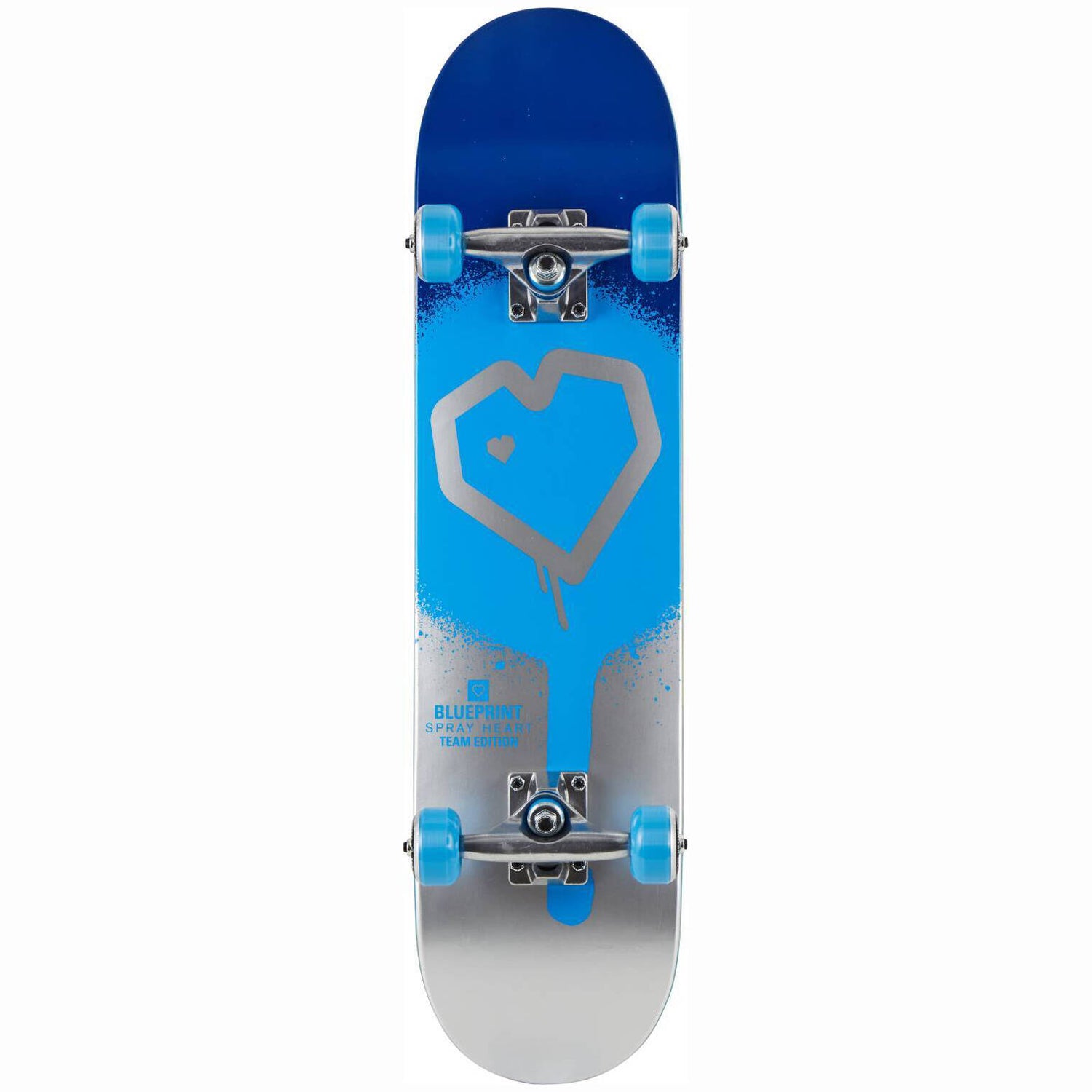 Blueprint Spray Heart Complete Skateboard - Blue/Silver 7.5''