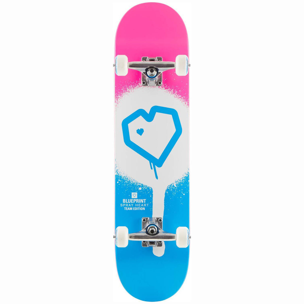Blueprint Spray Heart Complete Skateboard - Pink/Blue 8.25''