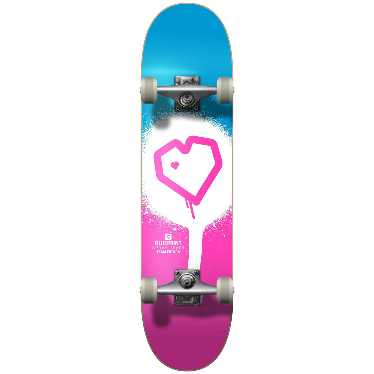 Blueprint Spray Heart Complete Skateboard - Pink/Blue 7.25''