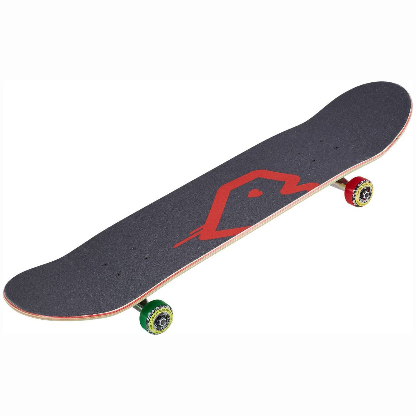 Blueprint Spray Heart Complete Skateboard - Rasta 8''