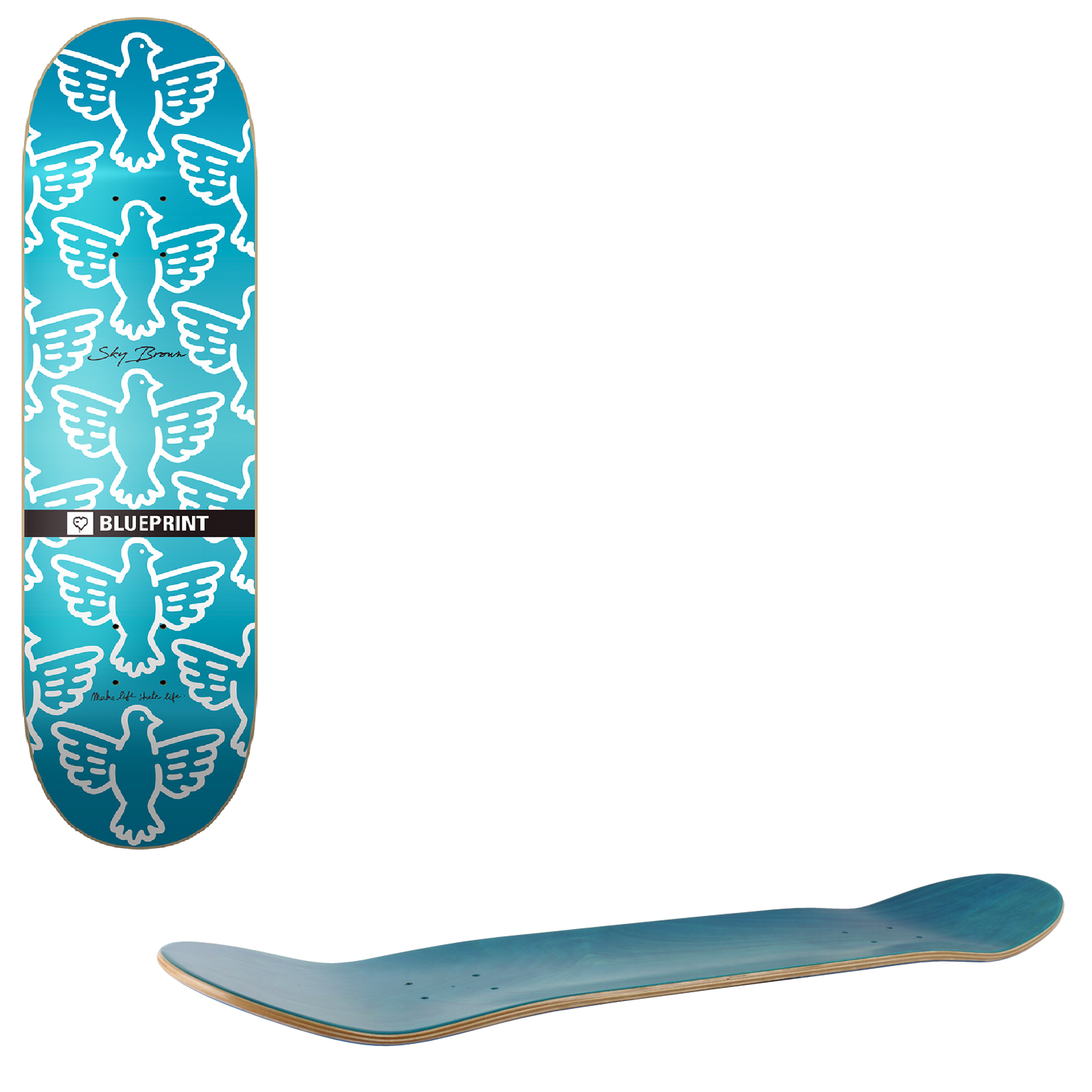 Blueprint Sky Brown x MLSL Skateboard Deck - Blue Fade 8.25"