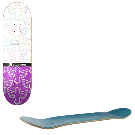 Blueprint Sky Brown x MLSL Skateboard Deck - White Holographic 8"