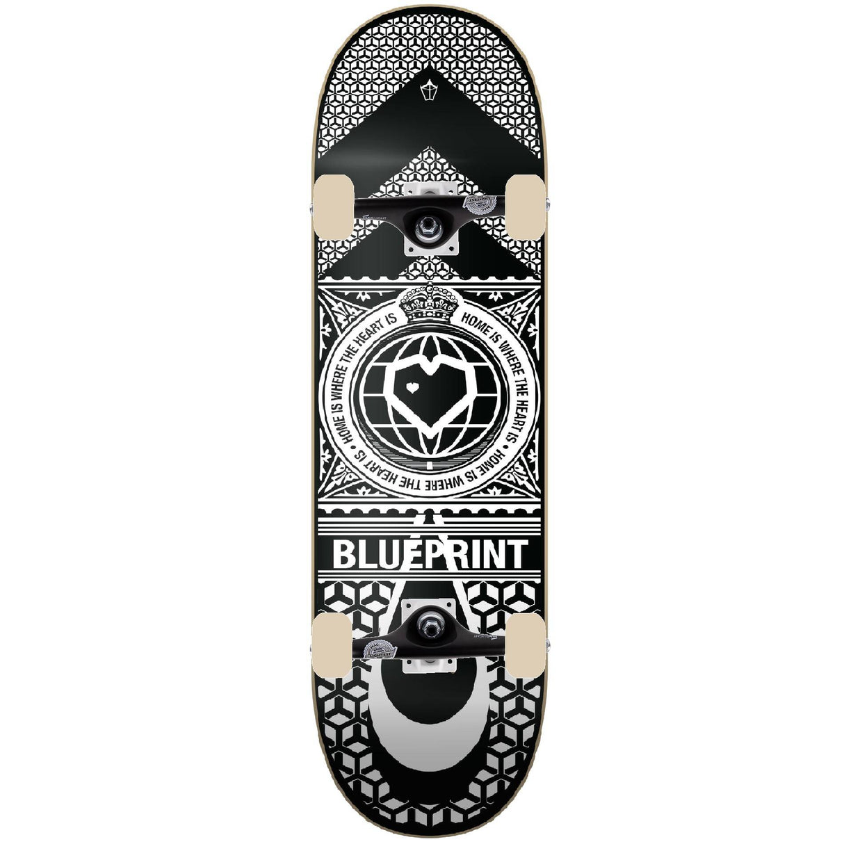 Blueprint Home Heart Custom Skateboard - White/Black 8"