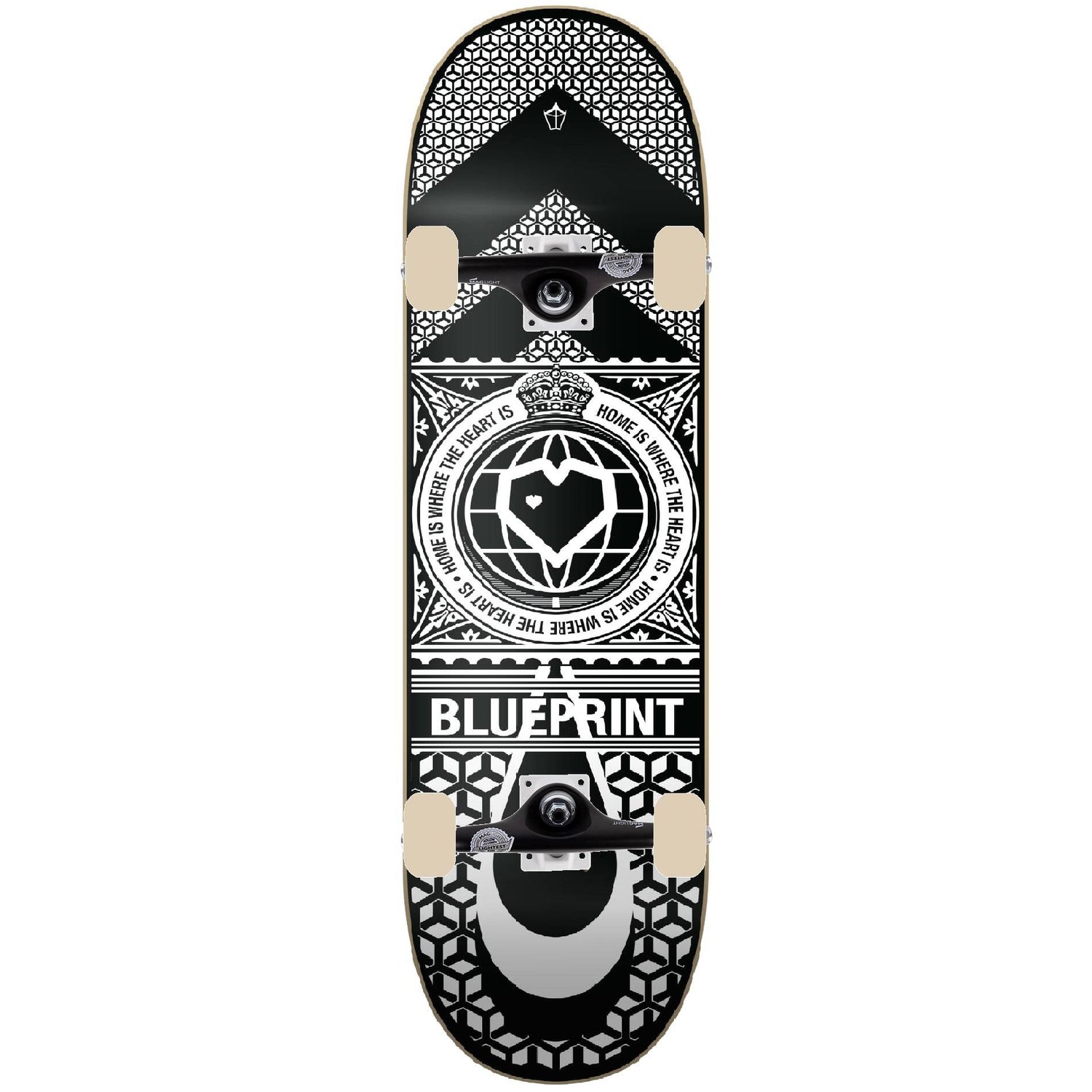 Blueprint Home Heart Custom Skateboard - White/Black 8"