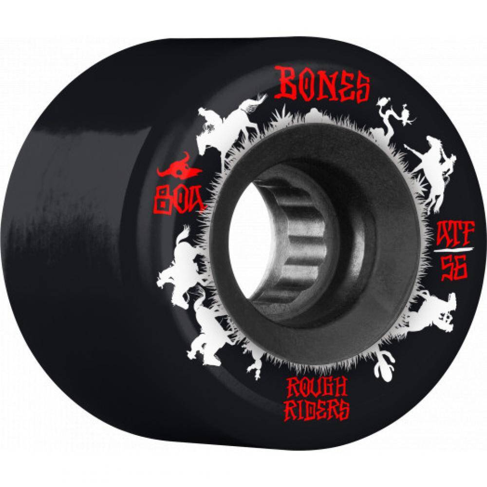 Bones ATF Rough Riders Wranglers Core 80a Skateboard Wheels - Black 56mm (Pack of 4)