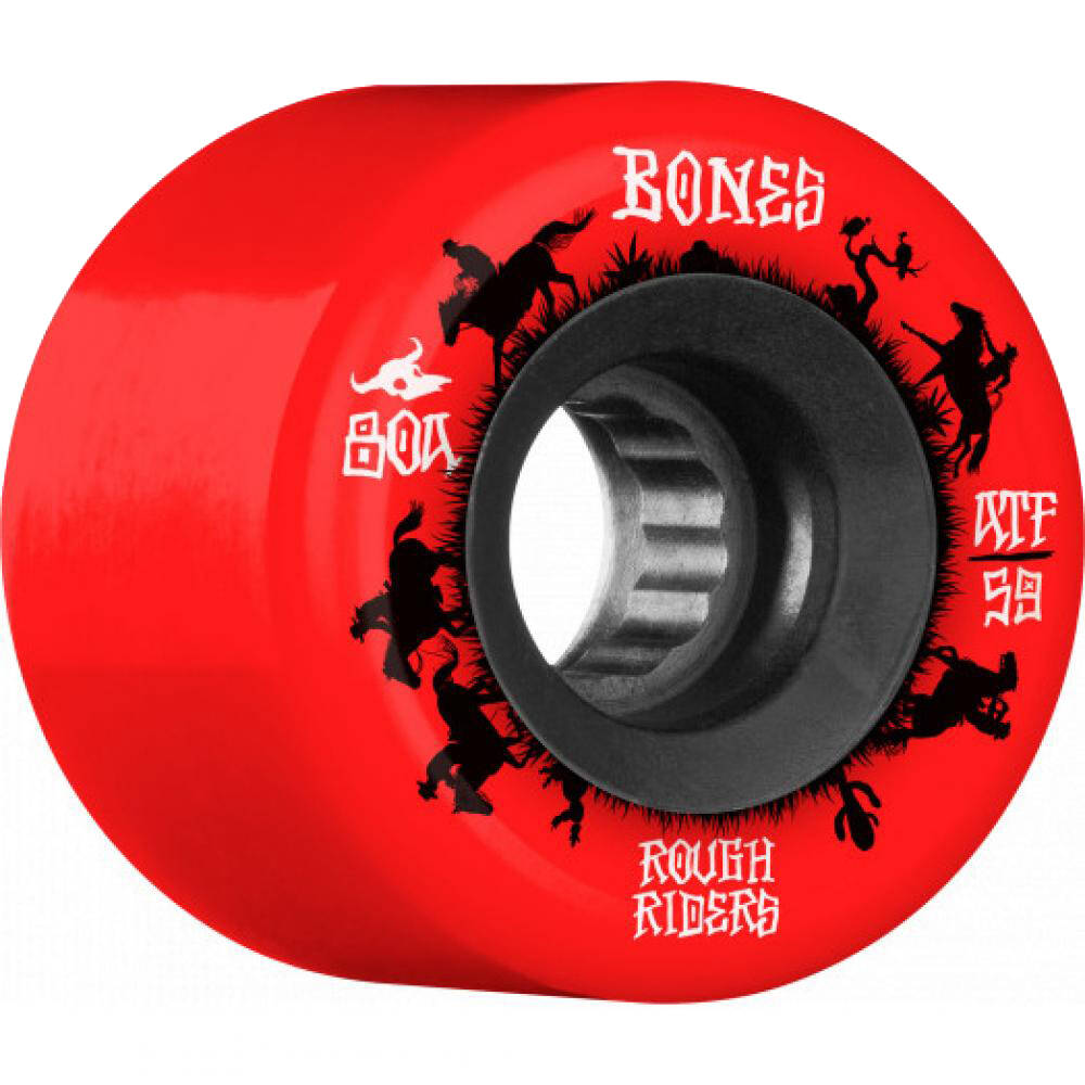 Bones ATF Rough Riders Wranglers Core 80a Skateboard Wheels - Red 59mm (Pack of 4)